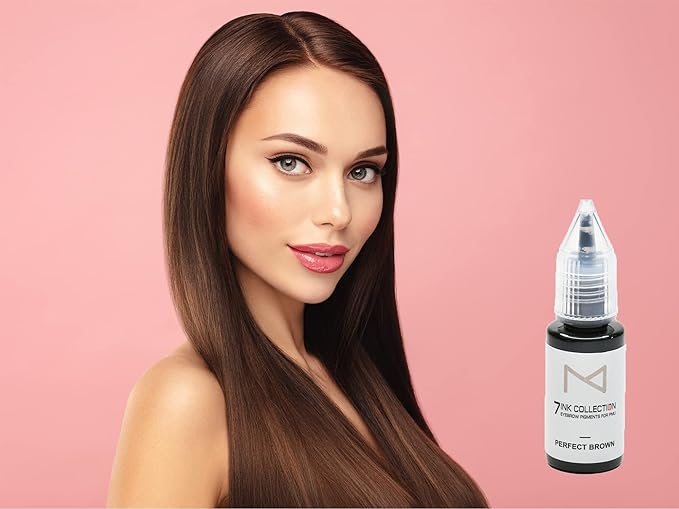 M - 7Ink Seven Colors Liquid Pigment Ink for Eyebrow Tattoo - Permanent Makeup Microblading Supplies Kit - Machine Use - Microshading - No Mixing Professionals Only -10ml (Single, Perfect Brown)