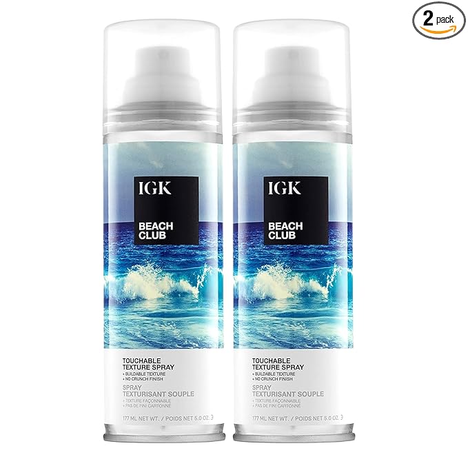 IGK BEACH CLUB Touchable Texture Spray | Hold + Volume + Lightweight | Vegan + Cruelty Free | 5.0 oz (Pack of 2)