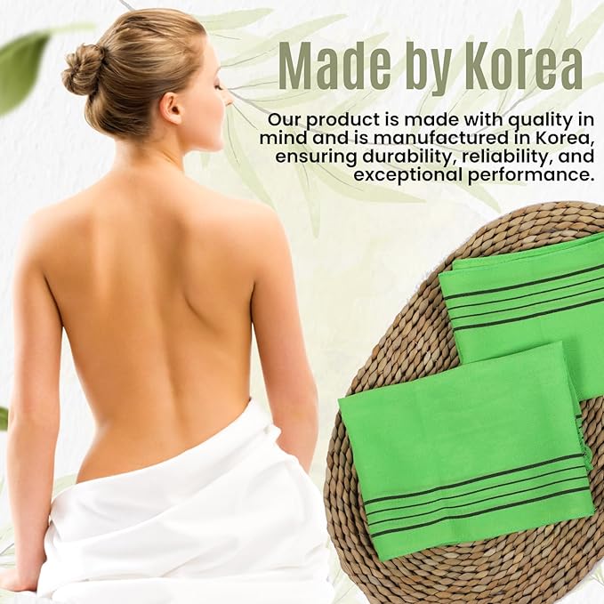 etreetowel Extra Large Size 35.4" x 11" (2 PCs) Korean Asian Exfoliating Bath Washcloths Mitt Scrub for Body and Back washcloth Glove Viscose Rayon Towel for Soft Skin