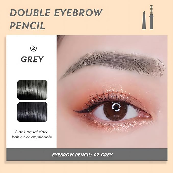 O'CHEAL 3Pcs Grey Eyebrow Pencils for Women, Premium Eye Brow Pencil with Spoolie Brush, Longwearing for Perfect Brows, Professional, Precision, Defines, Universal Waterproof Double-ended Eyebrow Pen