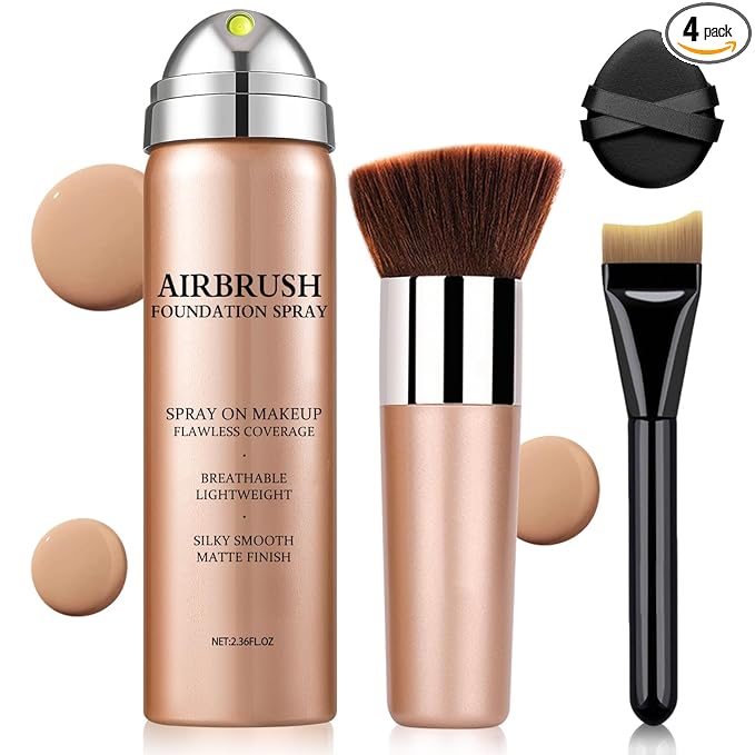 Air Brush Makeup Foundation,Magic Minerals Airbrush Foundation Makeup,Silk Flawless,Buildable Coverage,Moisturizing Formula for Smooth Radiant Skin (06 Light Medium)