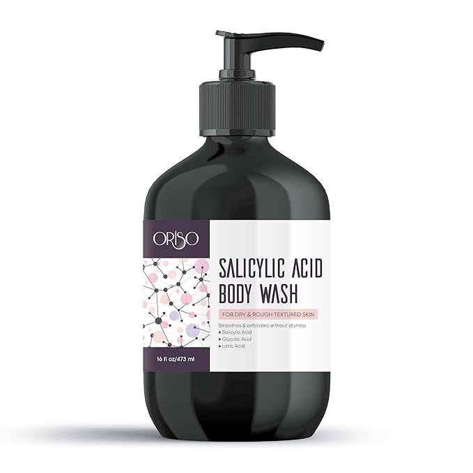 Salicylic Acid Body Wash - For Dry and Rough Textured Skin - Gentle Exfoliating Cleanser with Glycolic & Lactic Acid – Helps Smooth Skin Texture – 16 oz