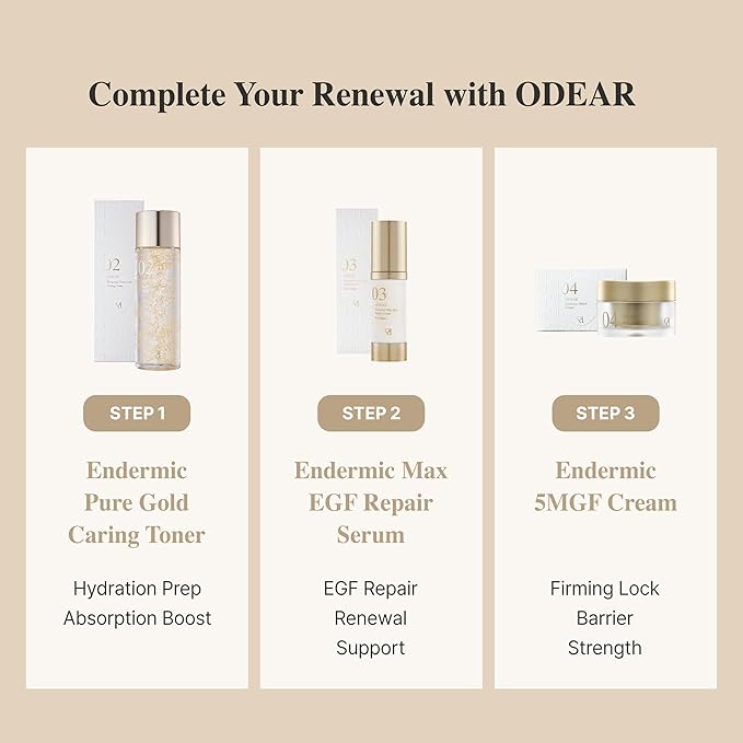 ODEAR EGF Gold Bead Essence Toner – Lightweight Hydrating Formula with Visible Gold Beads, Collagen & Ceramides for Smooth, Balanced, Radiant-Looking Skin (125ml / 4.22 fl. oz.)