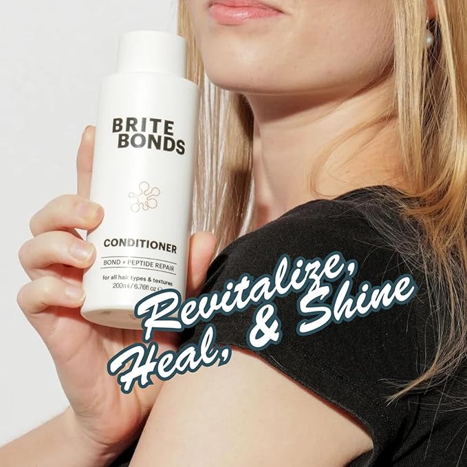 Brite Bonds Repair Conditioner with Peptides - Reverse All Types of Hair Damage & Enhance Shine with Nourishing Oils - Vegan Cruelty-Free Salon Grade - Pairs with Bonds Shampoo (6.76 Fl Oz)
