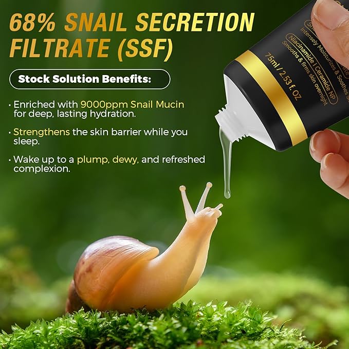 9000PPM Snail Mucin Collagen Overnight Wrapping Peel Off Mask for Intensive Hydrating, Skin Barrier Repairing, Reducing Sagging/Wrinkles/Fine Lines, 2.53 Oz/75 ML