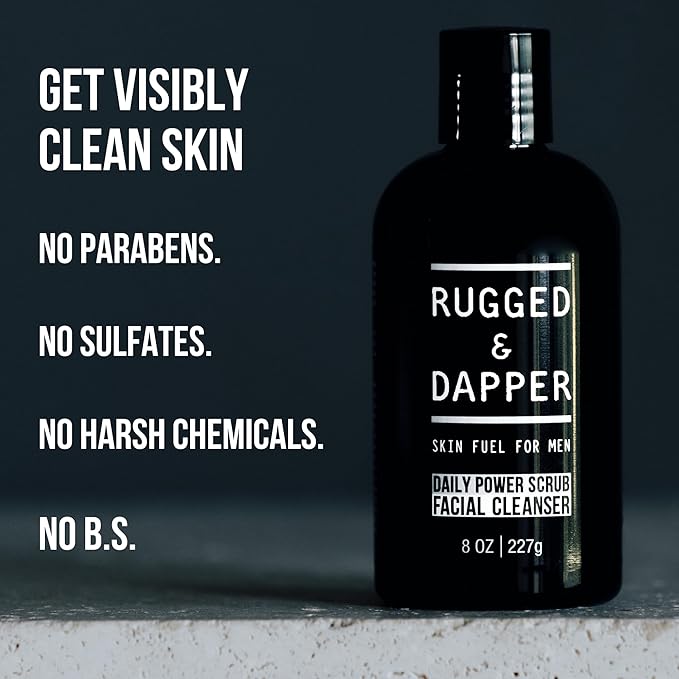 RUGGED & DAPPER Face Wash for Men | Daily Exfoliating Mens Face Wash & Scrub | Deep Cleans Oily, Rough & Breakout-Prone Skin