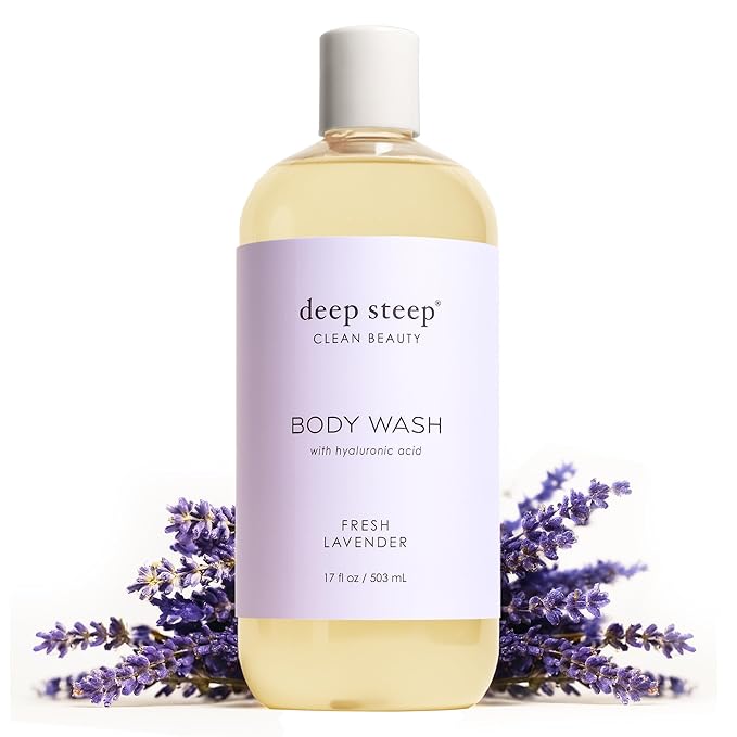 Deep Steep Fresh Lavender Body Wash, Hydrating Shower Gel with Hyaluronic Acid & Shea Butter for Sensitive Skin, Bodywash for Women & Men, 17 Fl Oz, 1-Pack