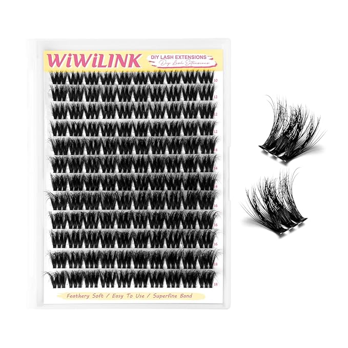 Volume Bomb Lash Clusters 10-18mm Fluffy Eyelash Clusters DIY Lash Extension 0.3mm Thin Band Wispy Individual Cluster Eyelash Extensions 3D False Eyelashes