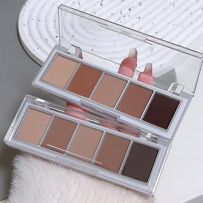 5 Color Matte Eyeshadow Palette, Cool Taupe Nude Brown Eye Shadow, Soft Blendable Natural Eye Makeup, Smooth Long Lasting Matte Powder for Everyday Sculpted Soft Smokey Look, Sombra de Ojos 6