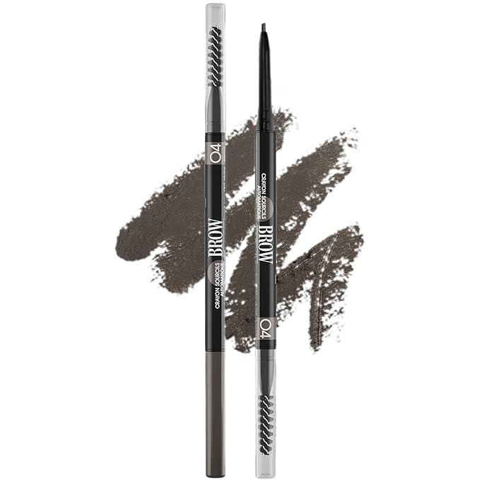Vivienne Sabó Brow Arcade Eyebrow Pencil – Fine Tip Pen with Spoolie Brush, Smudge-Proof Color for Cool-Toned Hair, Longwear Definition for Sparse Arches, Shade 04 Dark Grey, 0.035 oz