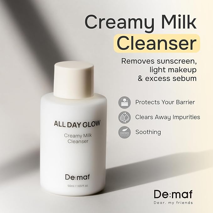 De:maf Welcome Kit Cleansing Set – Gentle Cleansing Trio with Travel Pouch | Olive Oil, Milk, and Rice Foam Cleansers for All Skin Types