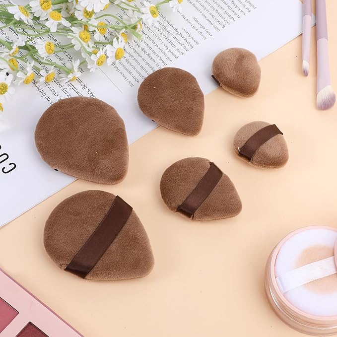 Giantree 6Pcs Mini Powder Puff, Setting Powder Puff, Mini Powder Finger Puff, Triangle Makeup Puff for Foundation Setting, Cushion Puff for Women Girls(Style B)