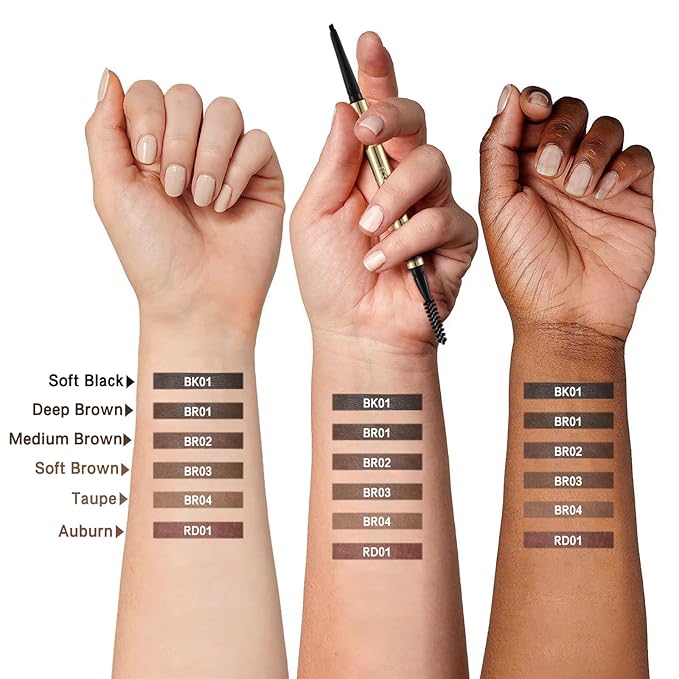 FOCALLURE Eyebrow Pencil,Dual-Sided Brow Brush,Long Lasting & Smudge Proof Definer Eye Brow Pen Makeup,Retractable,Ultra Fine Tip,Fills in Sparse Areas and Gaps,Auburn