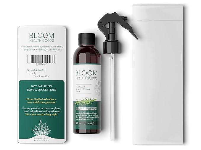 Bloom Health Goods Fermented Rice Water & Organic Rosemary Hair Growth Spray - For Softer, Stronger Hair (6 oz)
