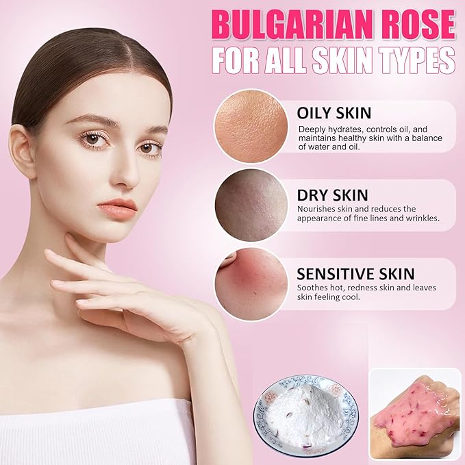 YMEYFAN Jelly Mask for Facial Professional - Bulgarian Rose Smooth Face Mask Skin Care, Hydrated Nourished Jelly Mask Powder, Gel Peel Off Mask for DIY Spa Salon, 17.6Fl Oz