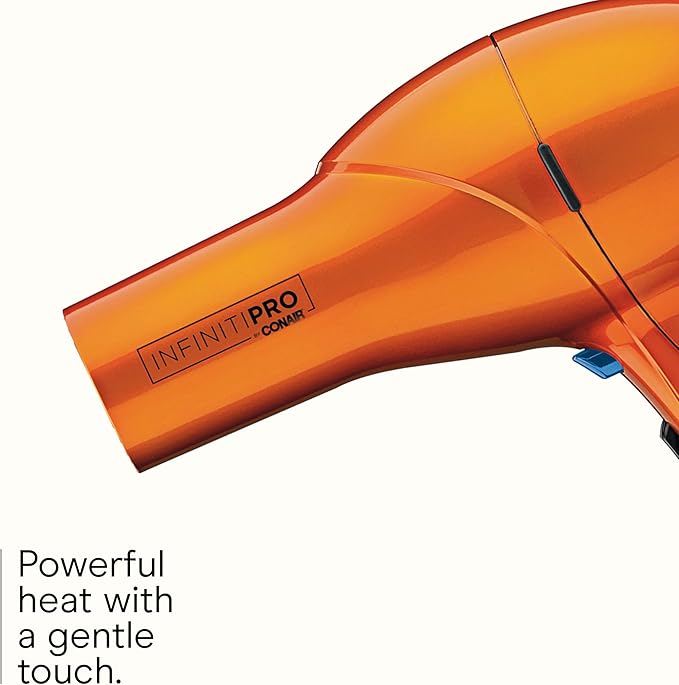 Infiniti PRO CONAIR Hair Dryer with Diffuser, Professional AC Motor, Tourmaline Ceramic Technology Blow Dryer, Includes Concentrator and Blowout Brush, Amazon Exclusive, Orange