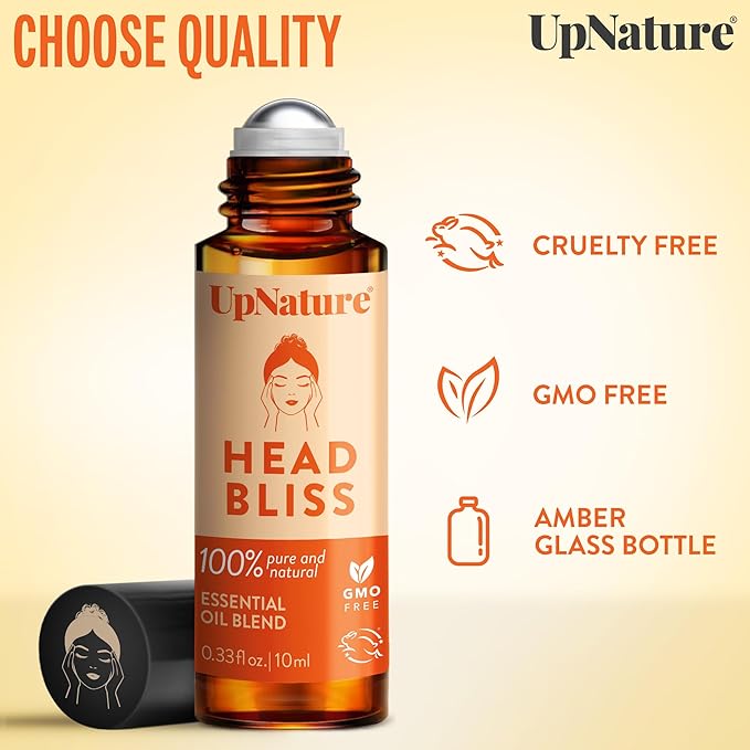 UpNature Head Bliss Essential Oil Roll On Stick - Soothing Migraine Comfort Aromatherapy with Instant Cooling Effect - Nurse Essentials Gifts Roller