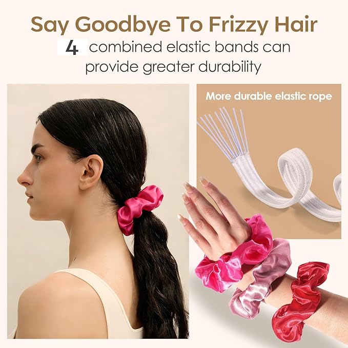 Satin Scrunchies for Women,Silk Hair Ties Fashion Soft Ties and Bands,Elastic Ponytail Holders No Damage Hair Accessories Thick Hair Styling for Girls - 20 Pcs light colors