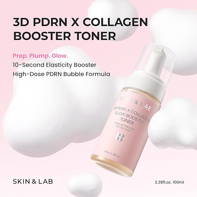 [Skin&LAB] 3D PDRN X Collagen Glow Booster Toner, PDRN & Collagen, Firming & Radiance Boosting, Bubble Texture for Better Absorption, Korean Skincare, 3.38 fl. oz