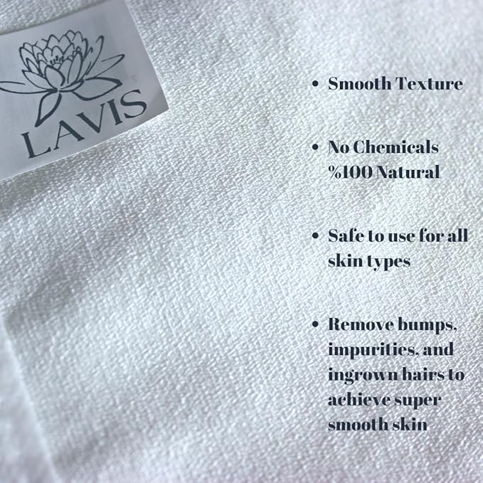 Lavis Exfoliating Glove Mitt for Body - Scrub Mitt- Dead & Dry Skin Cleaner -Turkish Bath Hammam Spa - Keratosis Pilaris Treatment - Kese- Fake Tan - Removes Dirt Grim Soft Skin -100% Natural 4Pcs Set