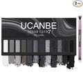 UCANBE Smokey Eyeshadow Palette, Dark Black White Gray Silver Natural Nude Matte Shimmer Eye Shadow Pallet for Smoky Emo Goth Makeup, 12 Color High Pigmented Long Lasting Waterproof Pallete with Brush