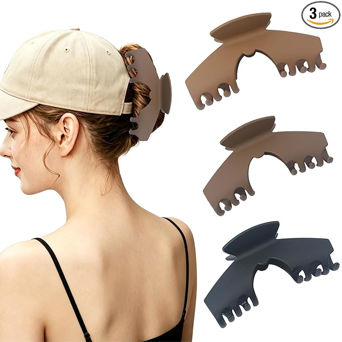 3Pcs Large Trucker Hat Claw Clips for Women Hats Hair Clip for Baseball Cap Claw Clips for Thick Hair Hat Hairstyles, Gifts Hair Accessories