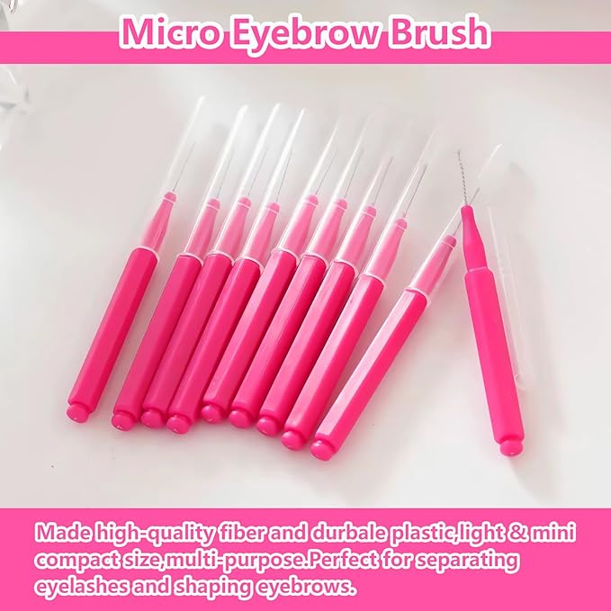 Micro Eyebrow Brush Set with Cap 50Pcs Eyelash Spoolies Comb Brow Lamination Brush Mini Spoolie For Eyelash Extensions Lash Lift Tools
