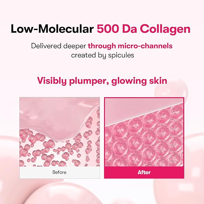 VT COSMETICS Collagen Reedle Shot 100 Serum, Pink Skin Booster for Plumping, Firming & Glowing Skin, 500Da Low Molecular Extract, Spicule Microneedle Treatment, K-Beauty Face Serum, 1.69 fl oz (50ml)