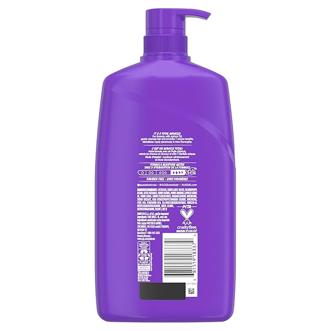 Aussie Total Miracle Hair Care Bundle: Shampoo, Conditioner, and 3 Minute Deep Treatment with Apricot & Macadamia Oil, Paraben-Free for Damaged Hair, 26.2 & 8 Fl Oz