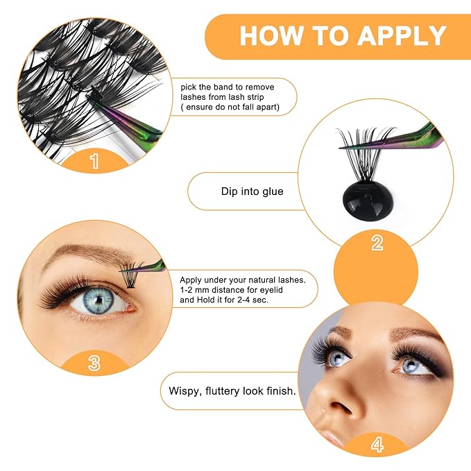 B&Q Lash Clusters 280PCS Natural Eyelash Clusters 40D C 9-16MIX Individual Lash Wispy Eyelash Extension with Soft Thin Band Classic Look Pestañas Postizas Comfortable DIY at Home(40D-C-9-16mm)