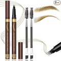 2PCS Microblading Eyebrow Pencil with Eyebrow Brush, Light Brown Eye-brow Pencils for Women, 2-In-1 Waterproof Eyebrow Pen with 4-Fork & Ultra-Precise Tips for Hair-Like Eyebrow Makeup (Light Brown)