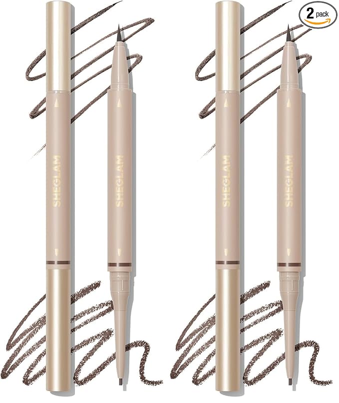 SHEGLAM Dual-Sided Eyebrow Pencils Cream Waterproof Long Lasting Eye brow Pen Makeup - Auburn (Pack of 2)