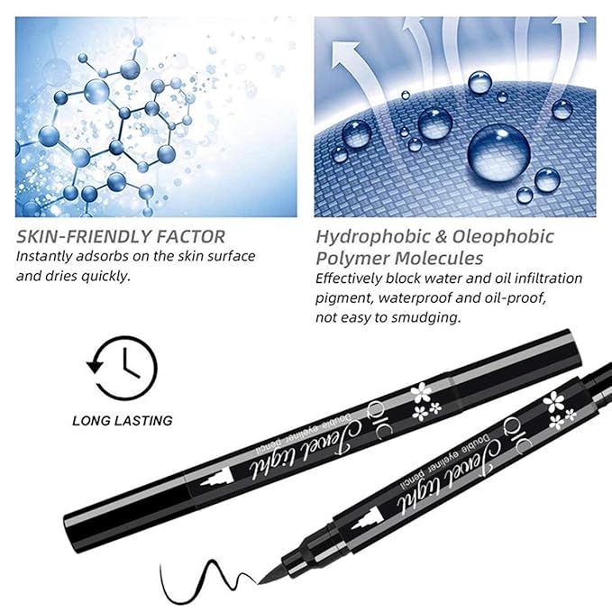 Go Ho Heart and Star Eyeliner Stamp Black Liquid Liner,2 PCS Waterproof Stamp Eyeliner Set,Double-Side Cat Eye Liner,Long-lasting Smudge-proof Eye Liner Makeup Tools