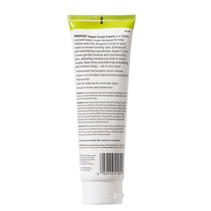 PROFOOT Heel Rescue Super Crack Foot Cream, Concentrated AHA Blend & Shea Butter, Moisturizes, Exfoliates, Softens & Aids Cracked Heel Repair, 4.4 Ounce (Pack of 3)