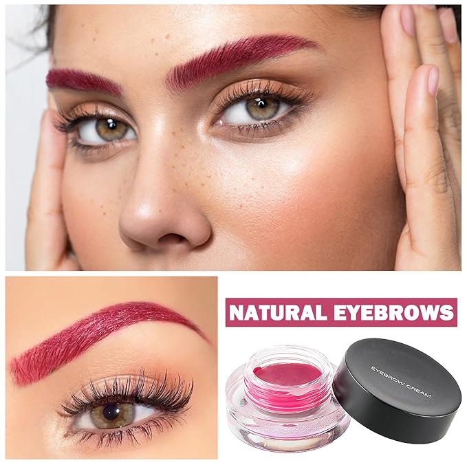Eyebrow Pomade Cream,Brow Pomade Gel Naturally Long Lasting Waterproof,Delicate and Smooth Eye Brow Makeup Cosmetics with Eyebrow Brush - Magenta