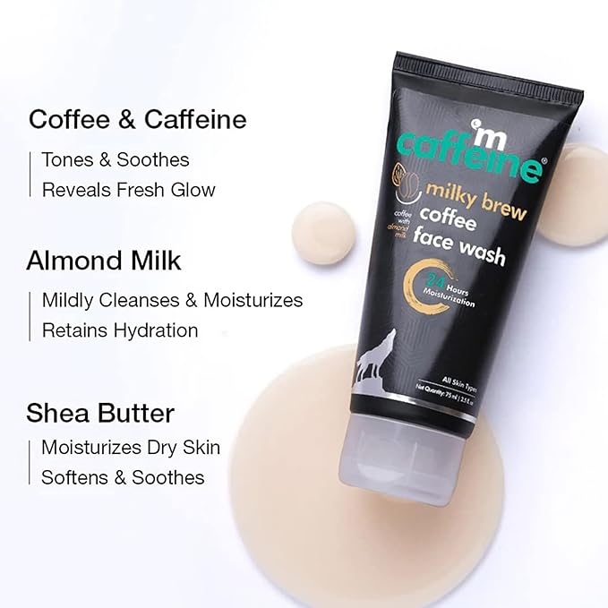 mCaffeine Milky Brew Face Wash - Almond Milk for Unisex - 2.53 oz Cleanser