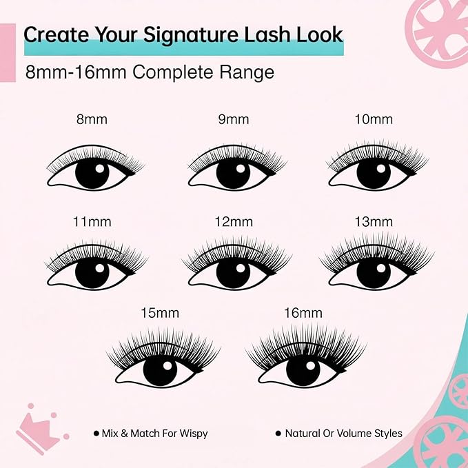 Lash Clusters Kit 280pcs, DIY Individual Eyelash Extensions with Lash Bond, Seal, Remover, Precision Tweezer, Waterproof Natural 30D Cluster Lashes 8-16mm Black, Professional Kit