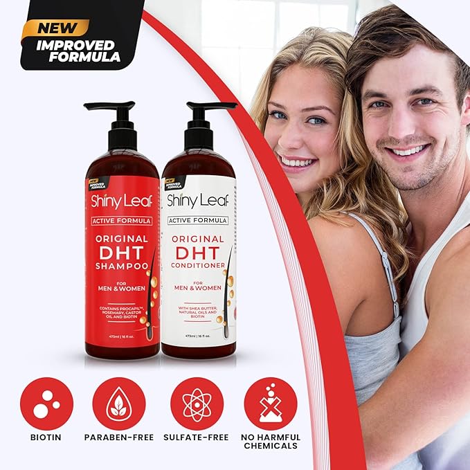 DHT Blocking Shampoo for Hair Growth and Thinning Hair Treatment - Active Natural Formula, Reduces Shedding for Men & Women (2 Pack)
