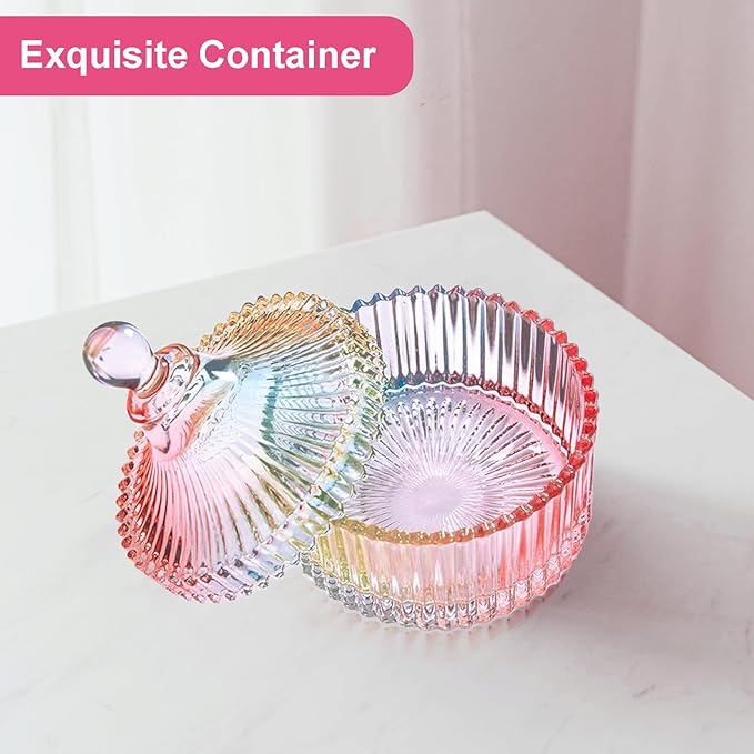 5 Pieces Large Body Powder Puff and Powder Container, Crystal Case for Dust Puff, Powder applicator with Box for Face and Body (Color, Yurt)