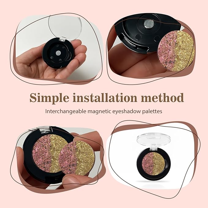 Refillable Eyeshadow Palette - Matte/Glitter/Duo-Chrome Pressed Powder & Cream Formula, Neutral/Shimmer/Smokey Multichrome, Travel-Friendly Iron Pan Refills (Chameleon, S02)