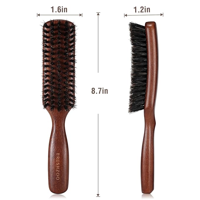 Hair Brush for Men Thin Fine Normal Hair, Boar Bristle Hair Brush for Add Shine Improve Texture Reduce Frizz, Hairbrush for Beard Straightens Softens