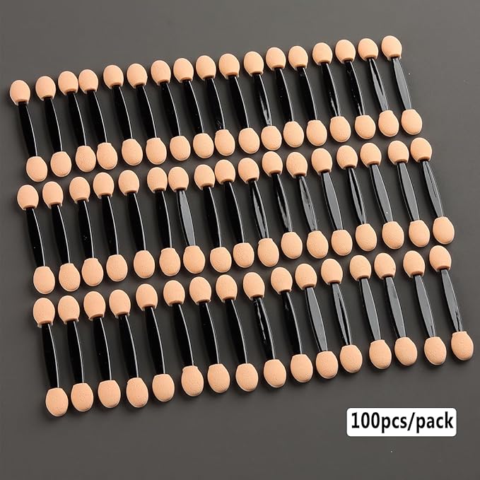 Fcozpjk Disposable Eyeshadow Applicators, 100PCS Chrome Nail Powder Applicator Brush, Dual Side Eye Shadow Sponge Sticks, Nail Glitter Powder Pigment Pen Brush, Nail Art Applicator Tools