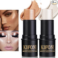 2 Pcs Cream Contour Stick Makeup Kit, Cream Highlighter Stick & Contour Bronzer Stick for Cheeks, Lightweight Blendable Smooth -Highlighter (#03 Champagne Gold #06 Silver)