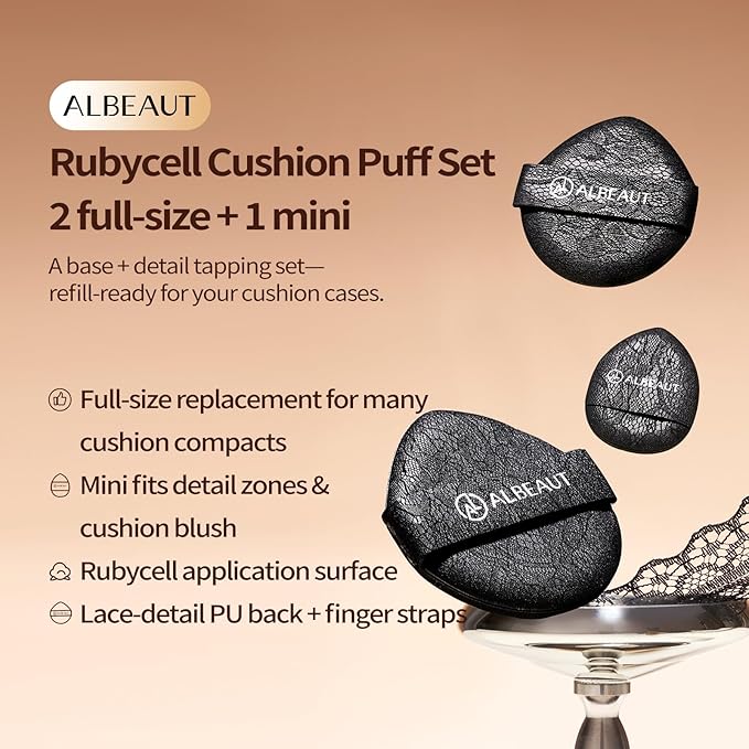 Albeaut Air Puff 3PCS, Liquid Foundation Puff for Cushion Foundation Replacement, Mini Teardrop Puff for Precision Concealer/Blush/Highlighter