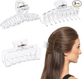 3 Pcs Clear Hair Clips For Women, Non-Slip Claw Clips, Transparent Large Claw Clips For Thick Hair Curly Hairstyle, Suitable For All Kinds Of Hairstyle Decoration