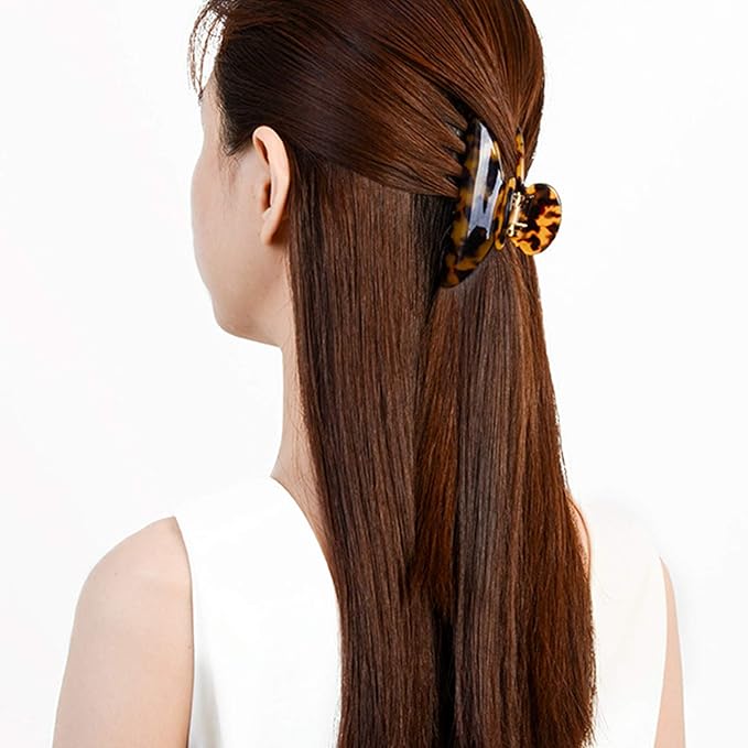 Medium Claw Hair Clips for Women Girls Tortoise Hair Jaw Clips Celluloid Hair Claw Clamps Leopard Print Hair Clasp 3 Pack