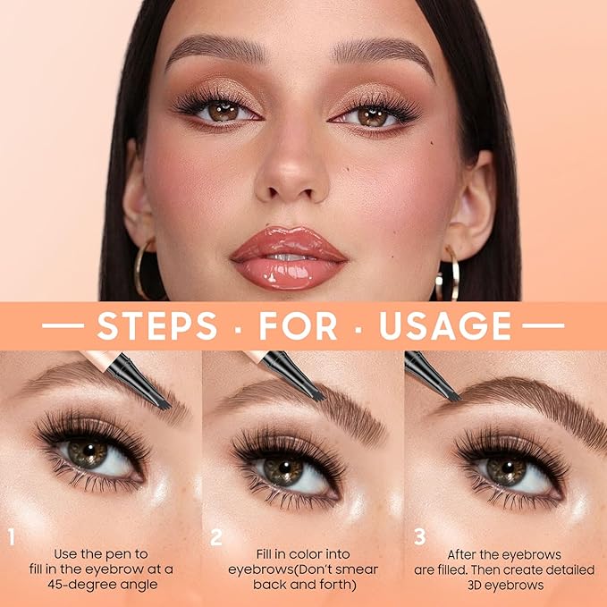 Eyebrow Pen - 2026 New Upgraded 4D Liquid Eye Brow Microblading Pencil With Micro 4 Point Lift & Brow Pen Snatch, Long-Lasting Waterproof, Gifts for Women (Gray)