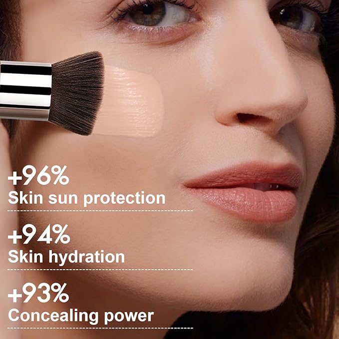 AirBrush Foundation Spray With Primer and Brush, Silky Mist Foundation Spray Makeup, Full Coverage Foundation for Smooth Radiant Finish, Formula Breathable Lightweight Hydrating (#1 Sunscreen Natural)