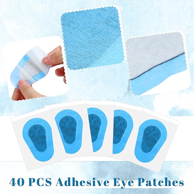 Panitay 40 Pcs Adhesive Eye Patches for Adults Eye Patch for Disposable Breathable Amblyopia Lazy Adhesive Bandages for Men(3.3 x 2.3 Inch,Blue)