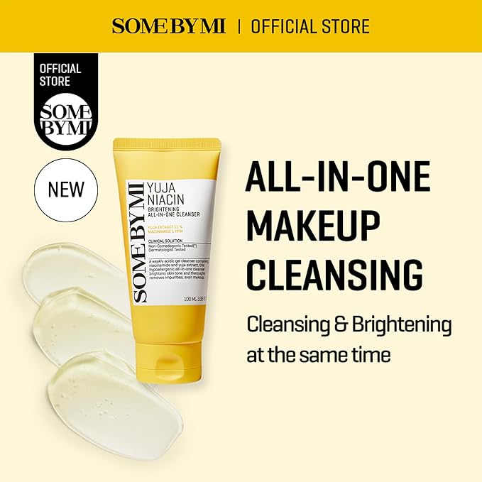 SOME BY MI Yuja Niacin Brightening All in One Cleanser - 3.38Oz, 100ml - Mild Daily Face Wash for Dull-Looking Skin - Low pH Formula with No Irritation - Pore and Sebum Care - Korean Skin Care
